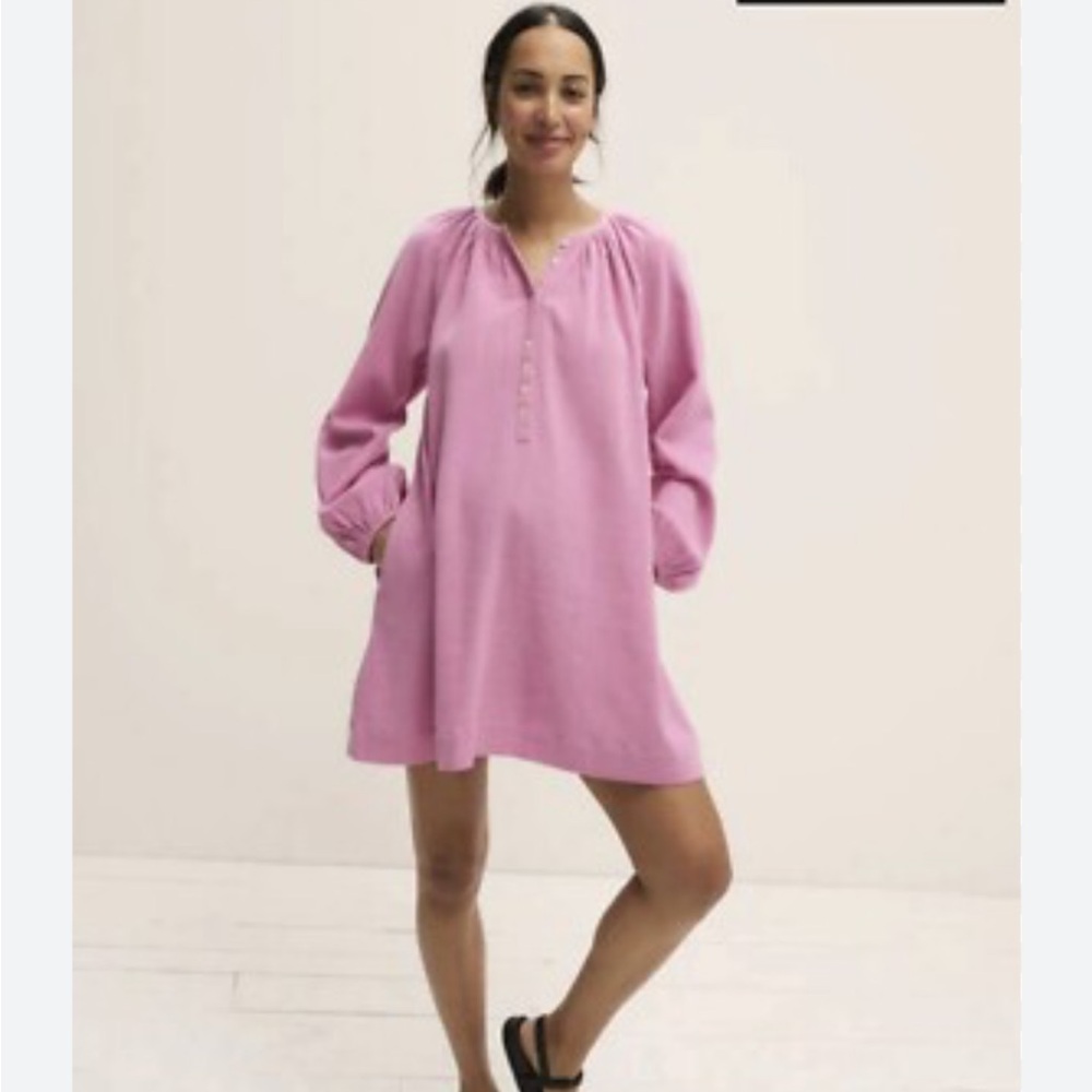 Hatch Henley gauze Puff Sleeve tunic dress